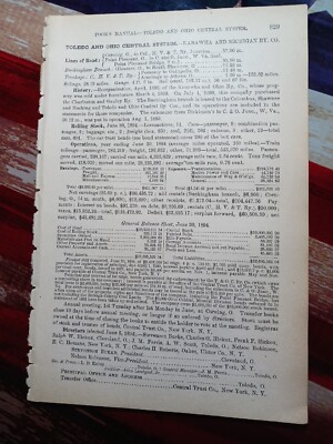  1895 train report KANAWHA & MICHIGAN RAILWAY Point Pleasant Ohio railroad 