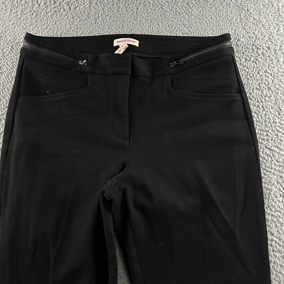 Rebecca Taylor Womens Pants Black Size 6 Mid Rise Skinny Zip Waist Viscose Blend - Image 2 of 4