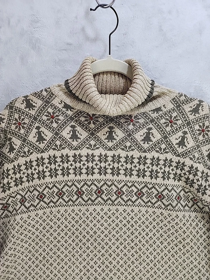 Suéter Pullover Woolrich Para Mujer L Fair Isle Beige Foto 2 de 4