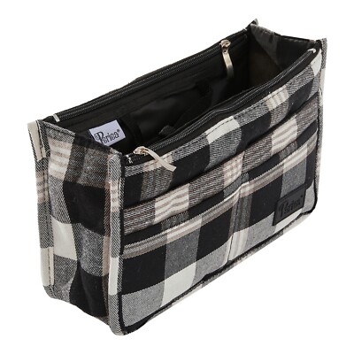 Periea 'Mags' Luxus Medium Handtasche Organizer Einsatz - (weiß & schwarz Tartan)