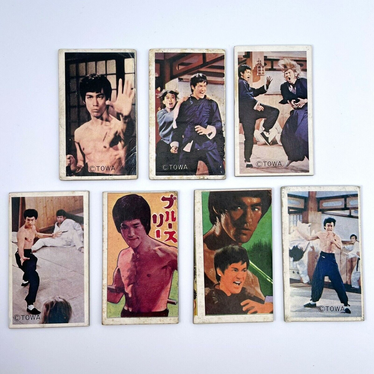 Bruce Lee ' 李小龍 Vintage Rare Trading cards menko 7-Piece