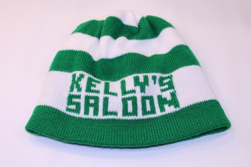 St. Pattys Day Kelly's Saloon Striped Beanie Skullcap Knit Winter Ski Cap Bar NY - Picture 8 of 12