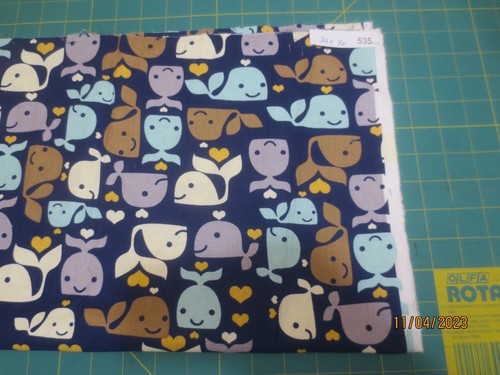 22" x 42"~ Happy Whales on Blue ~ JoAnn ~ cotton quilting fabric | eBay