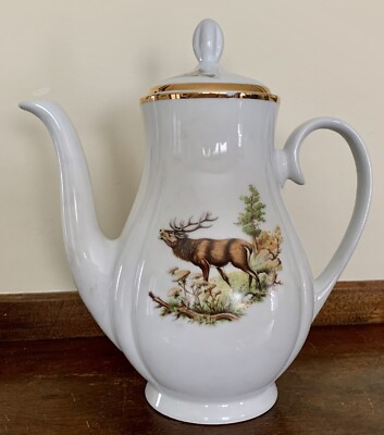 Jaeger & Co.  Bavaria-Germany Wildlife Deer Coffee Pot 9.5  Tall