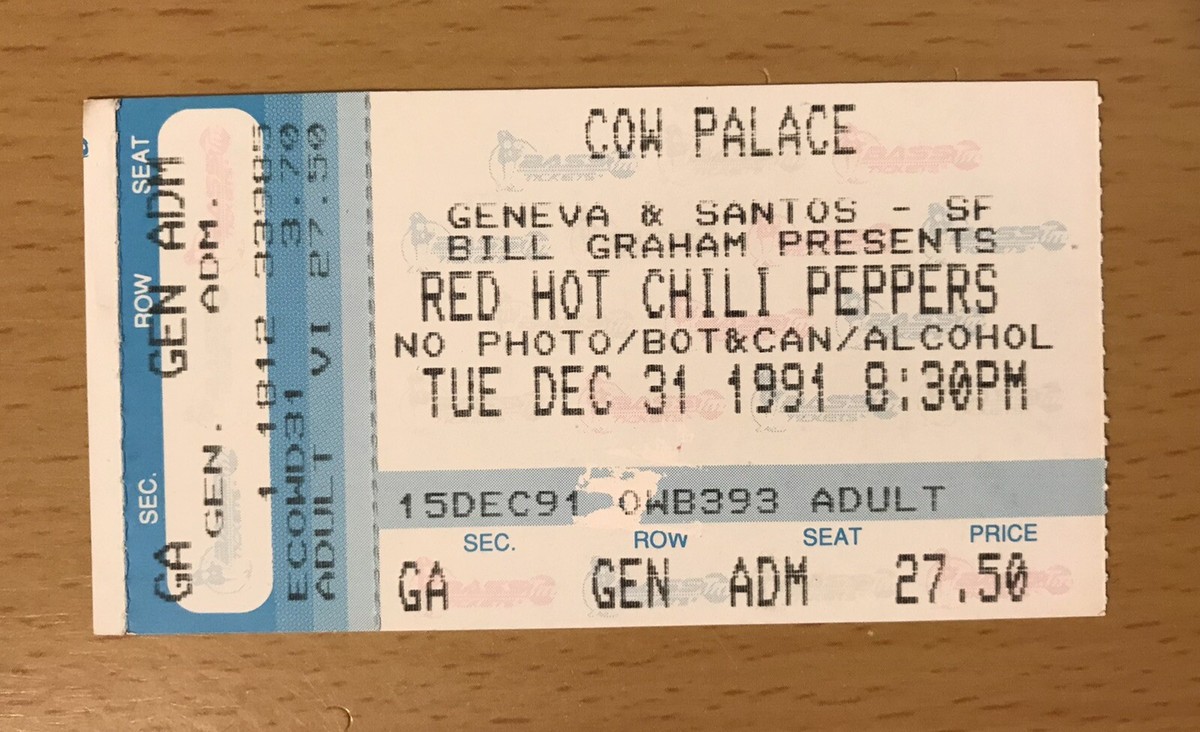 レッド・ホット・チリ・ペッパーズ コンサートチケット 1991 RED HOT CHILI PEPPERS PEARL JAM NIRVANA SAN FRANCISCO CONCERT