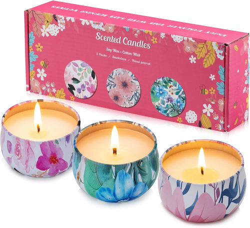 3 Pack Scented Candles, 2.5 Oz Aromatherapy Candles with Floral Scents,Soy Candl