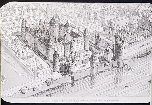 The Louvre in Time of Charles V, Drawing, Magic Lantern Glass Slide