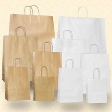 Papiertragetaschen Papiertüten braun weiß Kordel Papier Tragetasche Tüte Shopper