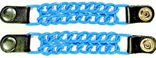 2 LIGHT BLUE POWDER COATED DOUBLE CHAIN MOTORCYCLE VEST EXTENDERS MADE IN USA