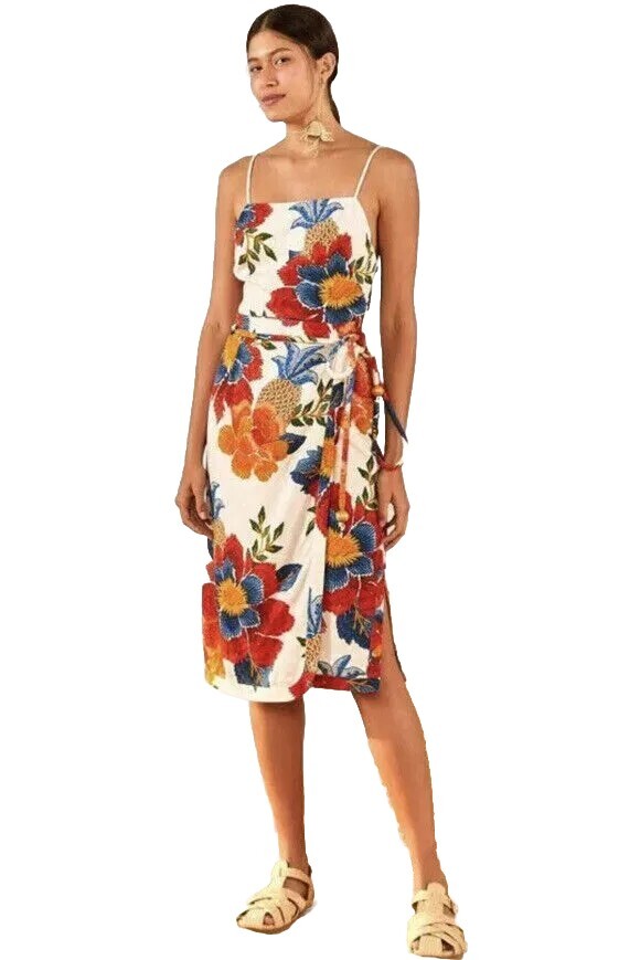 ワンピースその他 FARM Rio Linen-blend dress with palm print FARM Rio Palm Tree Print Linen Blend Tie Front Dress | Nordstrom
