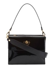 New Valentino Orlandi Patent Leather Triple Compartment Satchel Shoulder Handbag