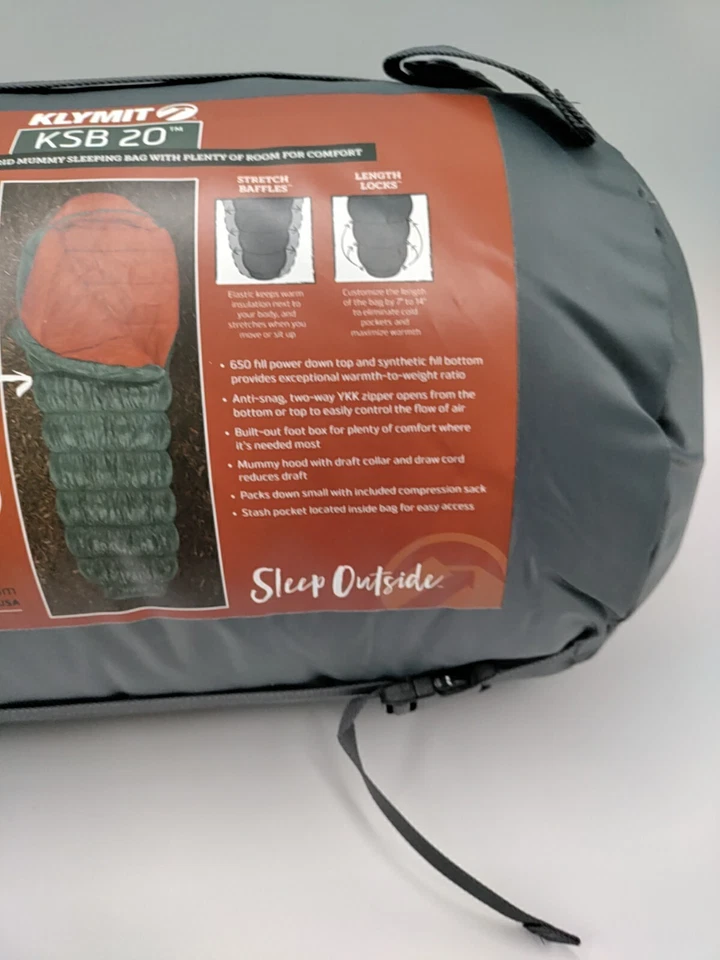 Klymit KSB Sleeping Bag 20 Degrees Rust Red/Grey Large 13KHRU20C - Image 3 of 4