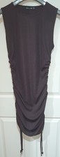 PRETTY LITTLE THING Chocolate Brown Rib Ruched Sleeveless Bodycon Dress 18 BNWT