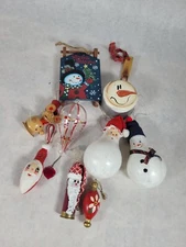 Vintage Hand Crafted Light Bulb & Assorted Christmas Ornament Homemade Lot Of 9