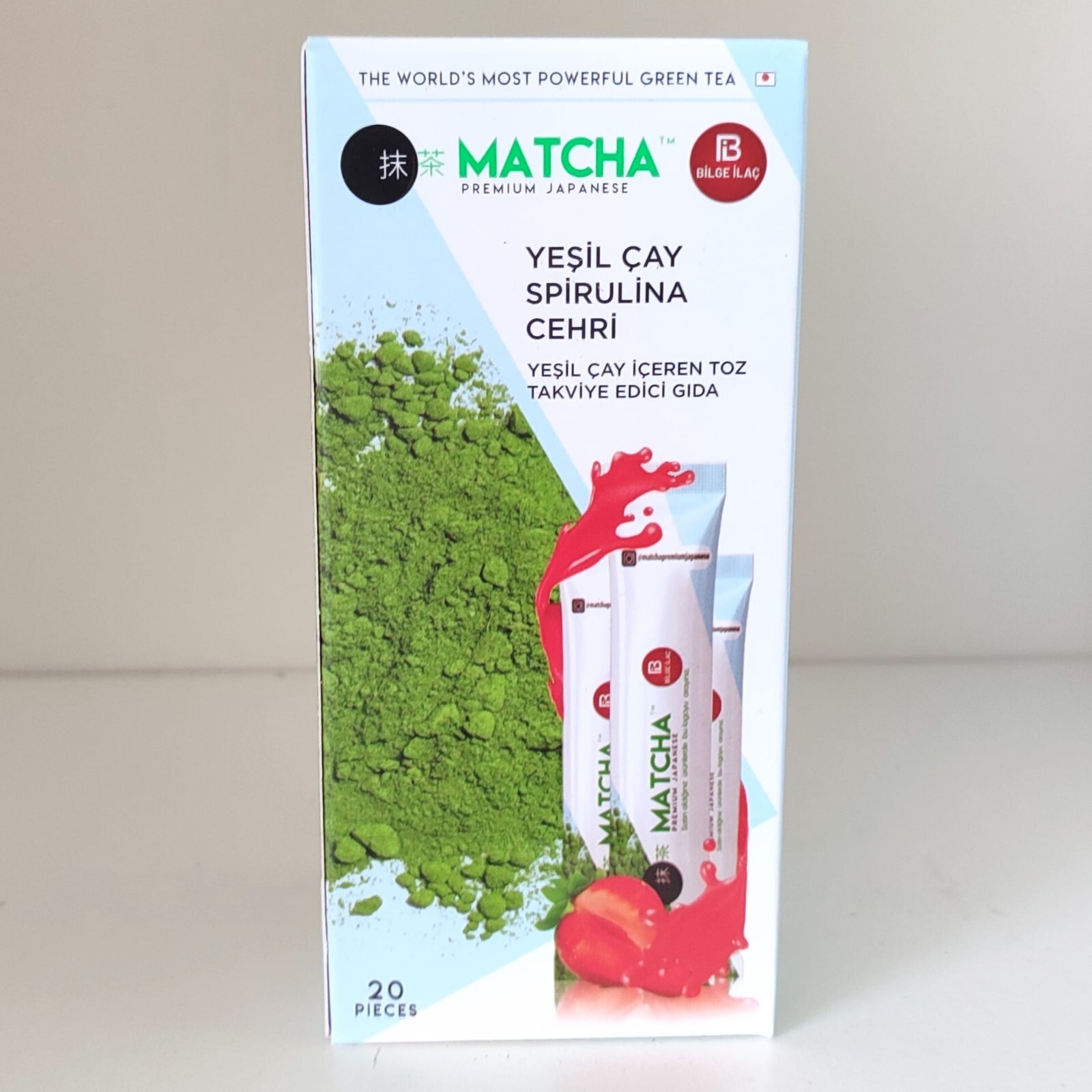 6 PACKS Matcha Detox Premium 6x20 Sachets Japanese Strawberry Green Tea Powder