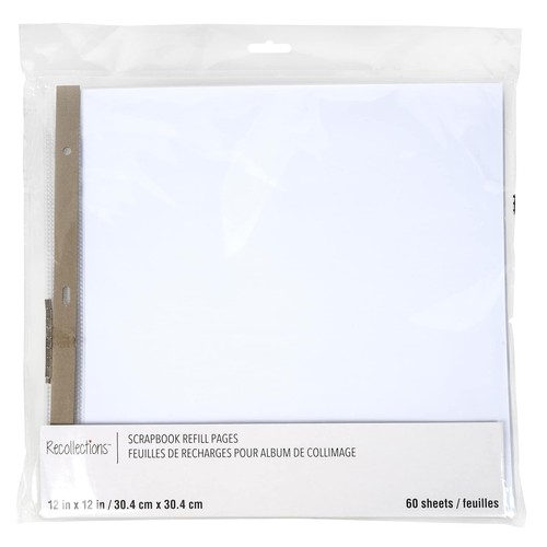 12 Zoll x 12 Zoll weißes Sammelalbum Nachfüllseiten von Recollections™, 60 Blatt