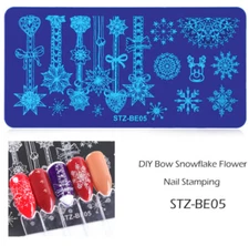 DIY Snowflake Flower Bow Stamping Plate Nail Art Stamp Templates Stainless Steel