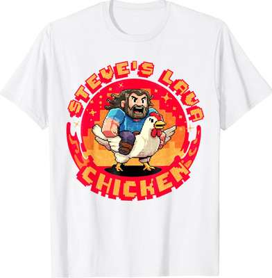 Lava Chicken Miners Meme Steve Pixel Gaming Funny Unisex Graphic T-Shirt