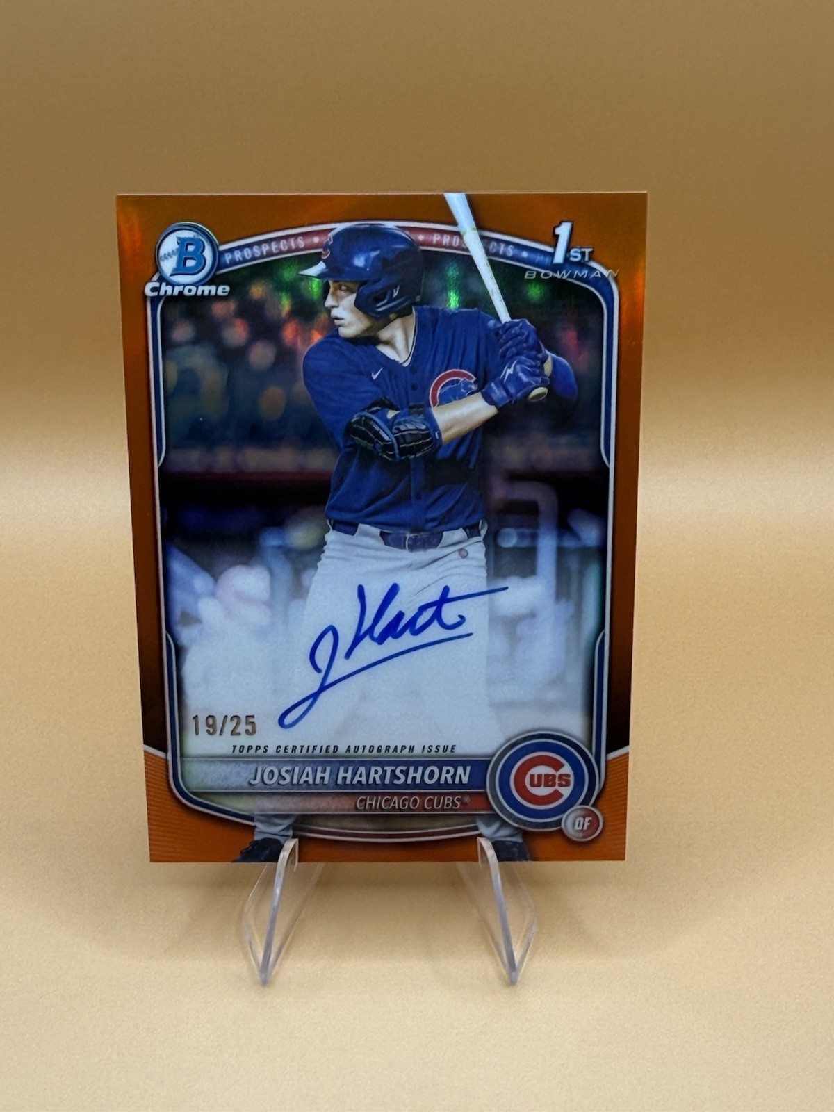 2025 Bowman Draft Josiah Hartshorn 1st Chrome Auto True Orange 🍊/25 - Cubs