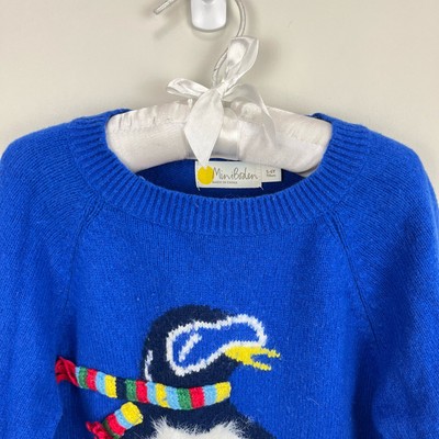 Mini Boden Fuzzy Blue Snowboarding Penguin Sweater Boys 5-6 | eBay