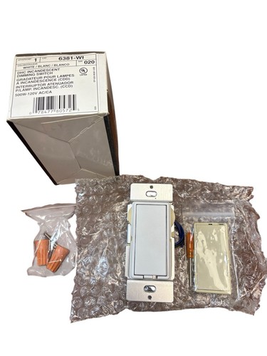LEVITON DECORA 6381-WI SINGLE POLE WALL SWITCH DIMMER MODULE 500W-120V INCANDESC - 第 1/1 張圖片