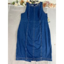 Terra & Sky Womens Bodycon Denim Dress Medium Wash Sleeveless 1X 16W-18W NWT