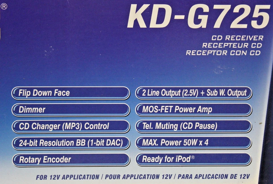 NEW JVC KD-G725 Car Stereo CD Receiver with CD/MP3/USB 12V Remote NOS 2006 Boxed - Image 4 of 4