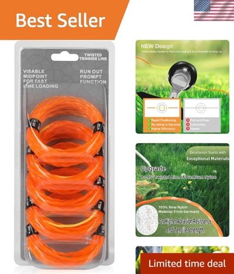 Professional 14FT Dual Color Trimmer Line for Gas & Electric Trimmers - 5 Pack