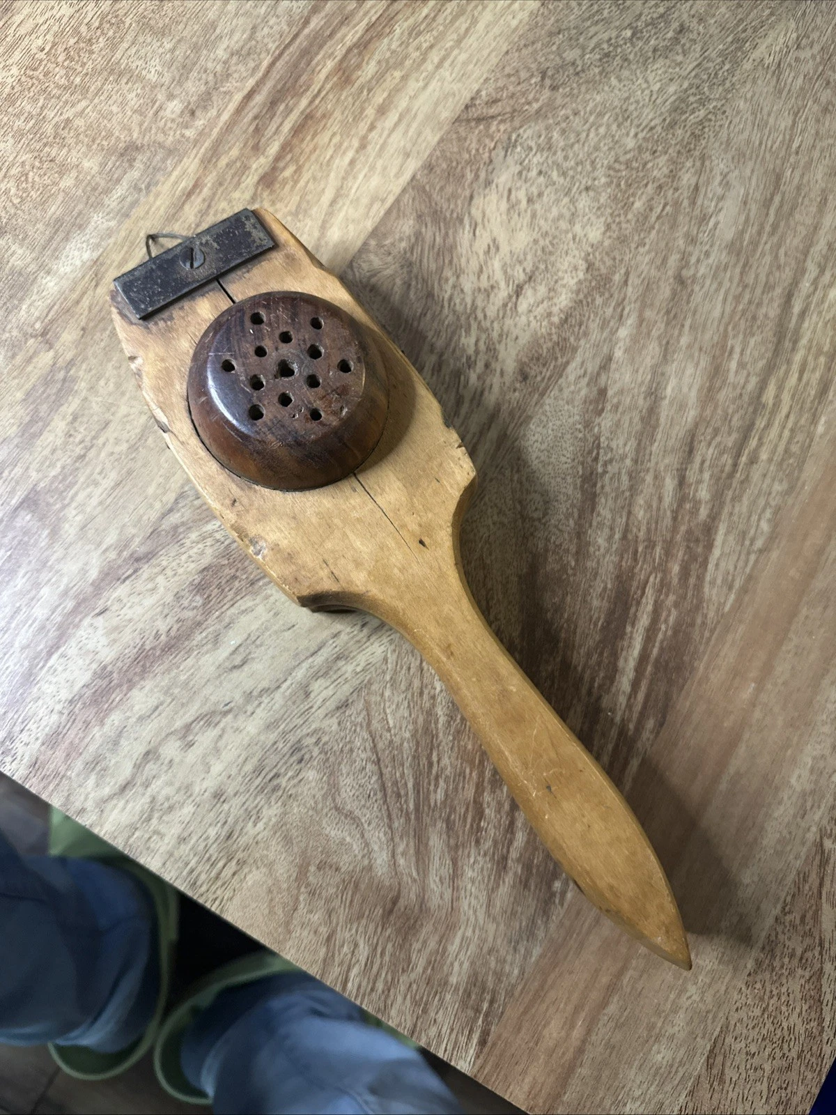 Vintage Antique Wood Lemon Squeezer Citrus Press Juicer Kitchen Wooden Tool 11"