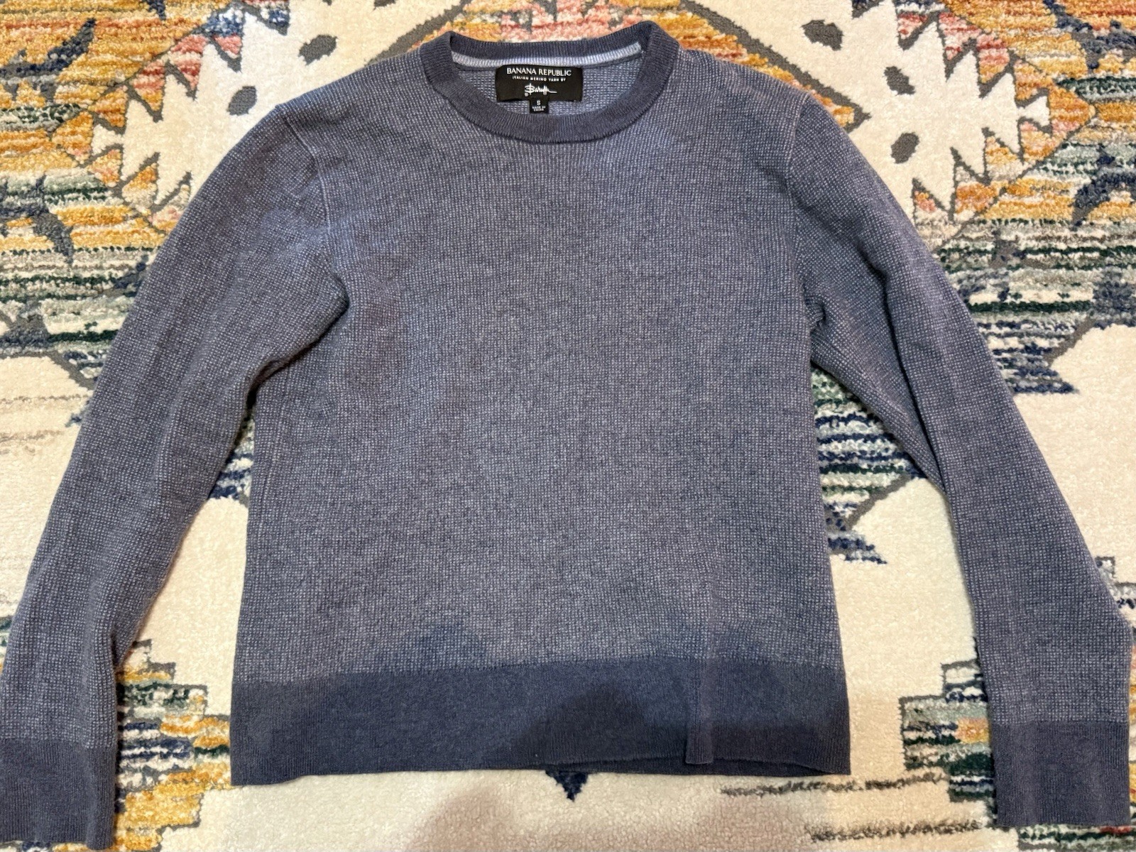 Banana Republic Sweater Italian Merino Yarn By Baruffa Gray Blue Women's Small