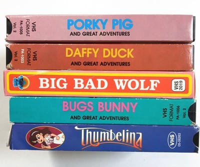 Vintage Disney Kids VHS Lot 5 Big Bad Wolf, Daffy Duck, Porky Pig and Bugs Bunny