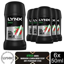 Image of Lynx Africa 48-Hour Sweat Protection Anti-Perspirant Stick, 6x50ml