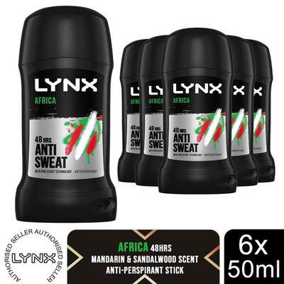 Lynx Africa 48 Stunden Schweißschutz Anti-Transpirant Stick, 6x50ml