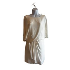 NWT Halston Dress $295 4 Chalk Ivory Evening Cowl Back Mini Cocktail Bridal