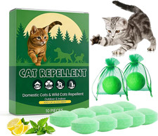 Cat Deterrent Outdoor Indoor, 10 Pack Natural Peppermint Oil Cat Deterrent Bal