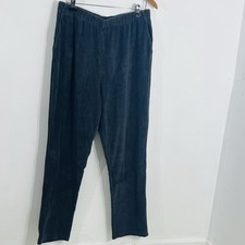 Lands' End Pull On Comfy Casual Gray Ribbed Sweatpants Cozy Sz 14 - 16 Sleepwear
