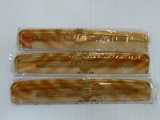 3 Vintage Combs Comb Bright Gold Seal New Old Stock 6 3/4 USA Hand Finished