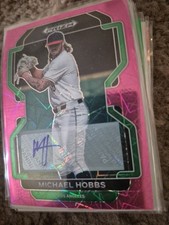 2022 Panini Prizm Draft Picks Neon Pink Velocity Prizm Michael Hobbs Autograph 