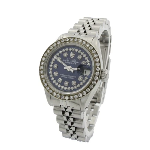 Ladies' Rolex Datejust 26mm Ref.#6917 Diamond Blue Dial & Bezel Watch #W252549-1