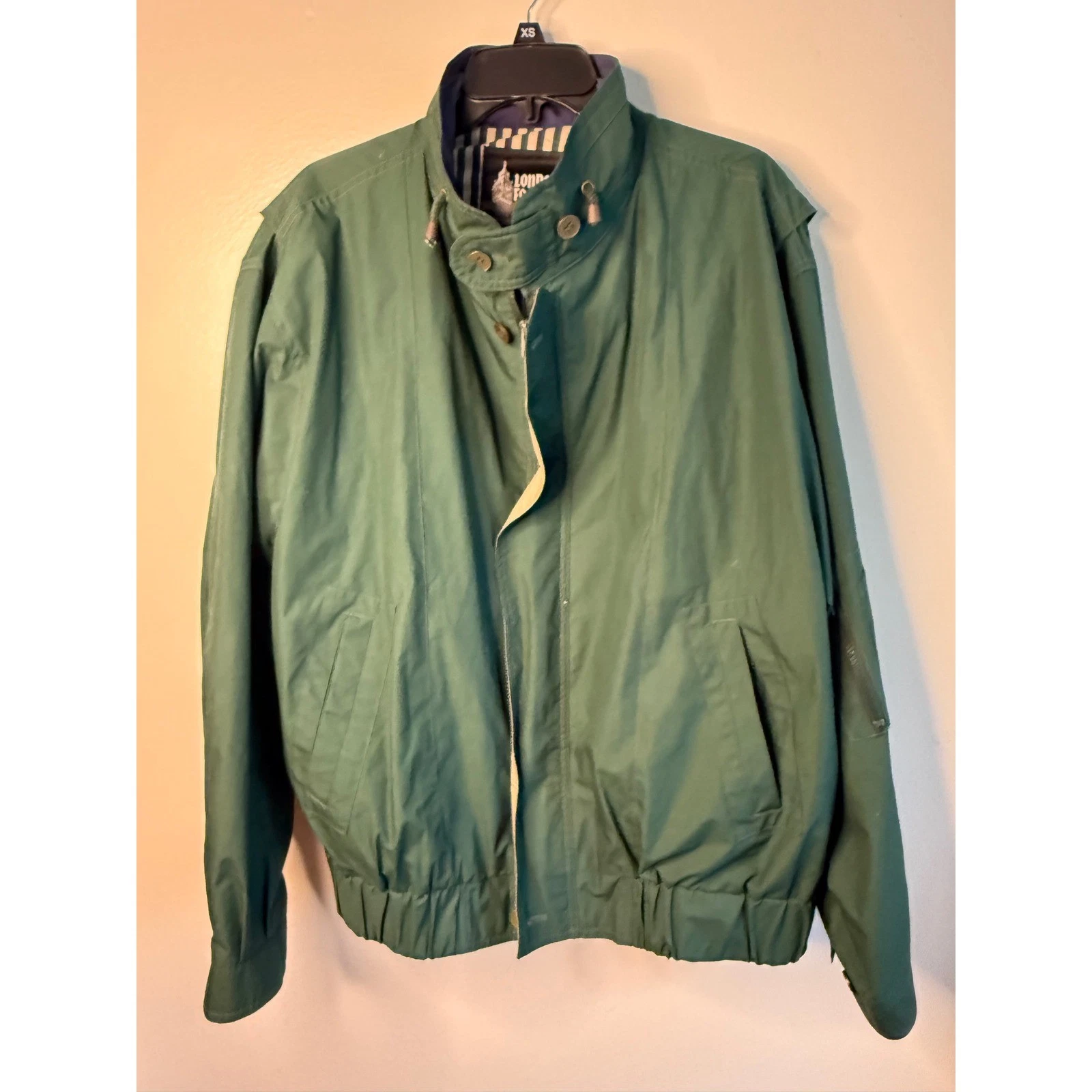London Fog Mens XL Green Quilted Lined Golf Jacket Windbreaker Full Zip Coat