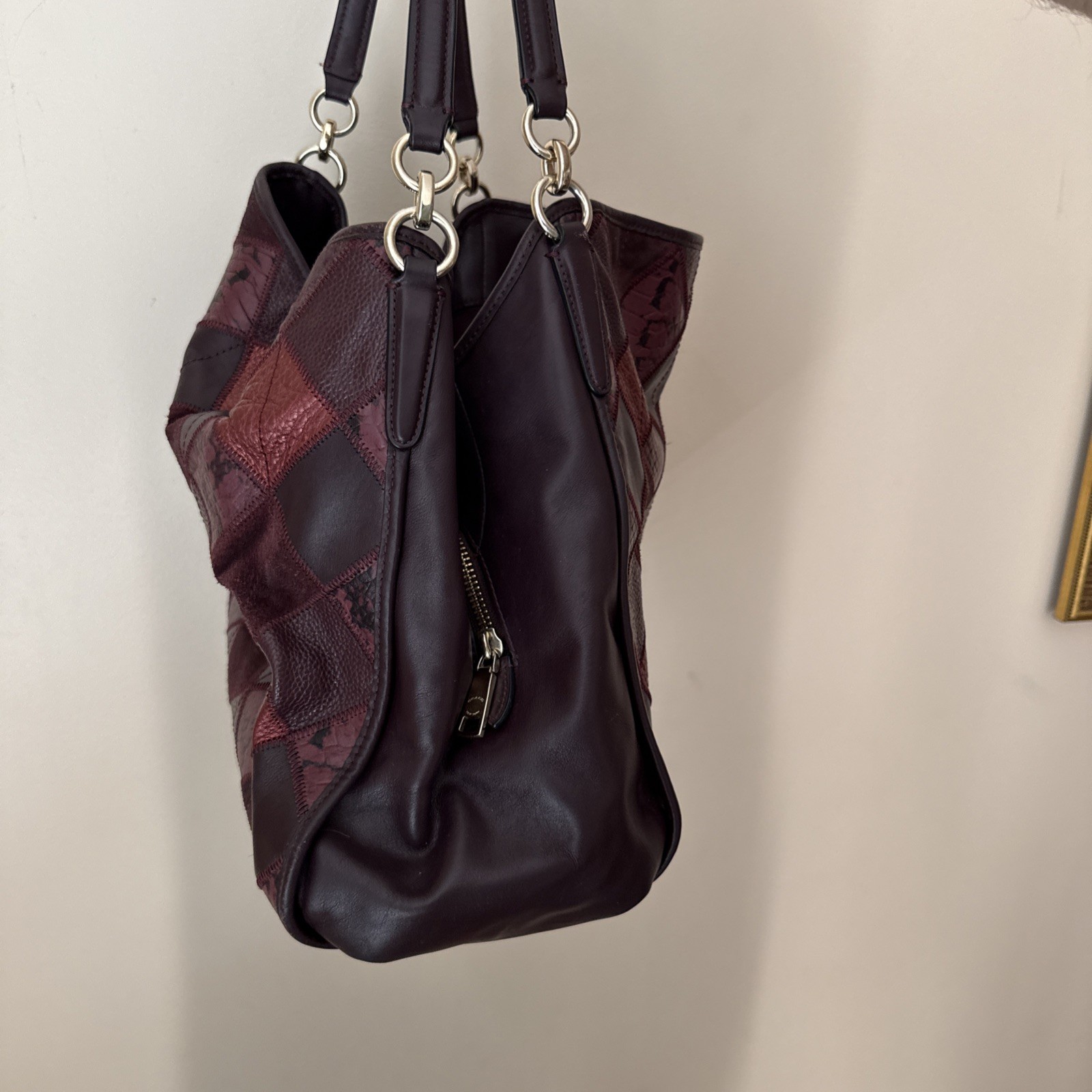 Coach Phoebe Metallic Patchwork Shoulder Bag Burg… - image 5