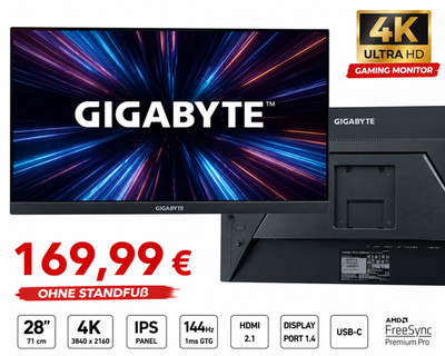 Gigabyte M28U Gaming Monitor 28'' 4K UHD - ohne Standfuß (VESA-Montage möglich)