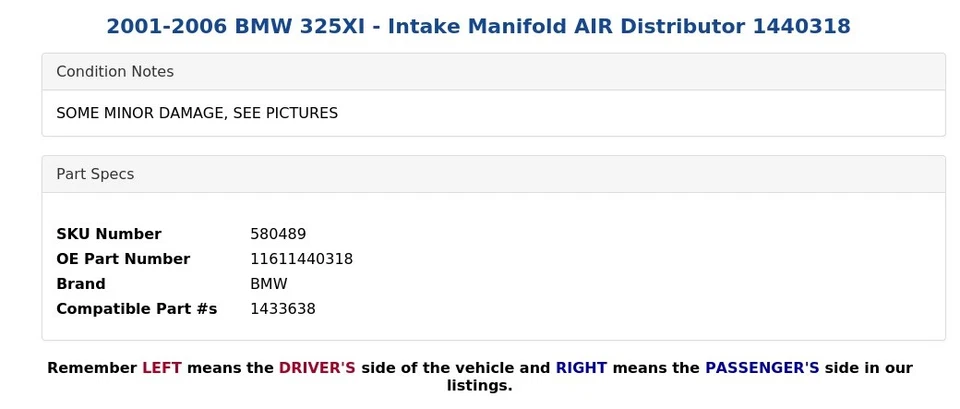 BMW X5 2001-2006 - Colector de admisión distribuidor de aire 1440318 Foto 4 de 4