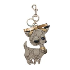 Gucci GG Supreme Brando Chihuahua Bag Charm Pre-Loved Beige
