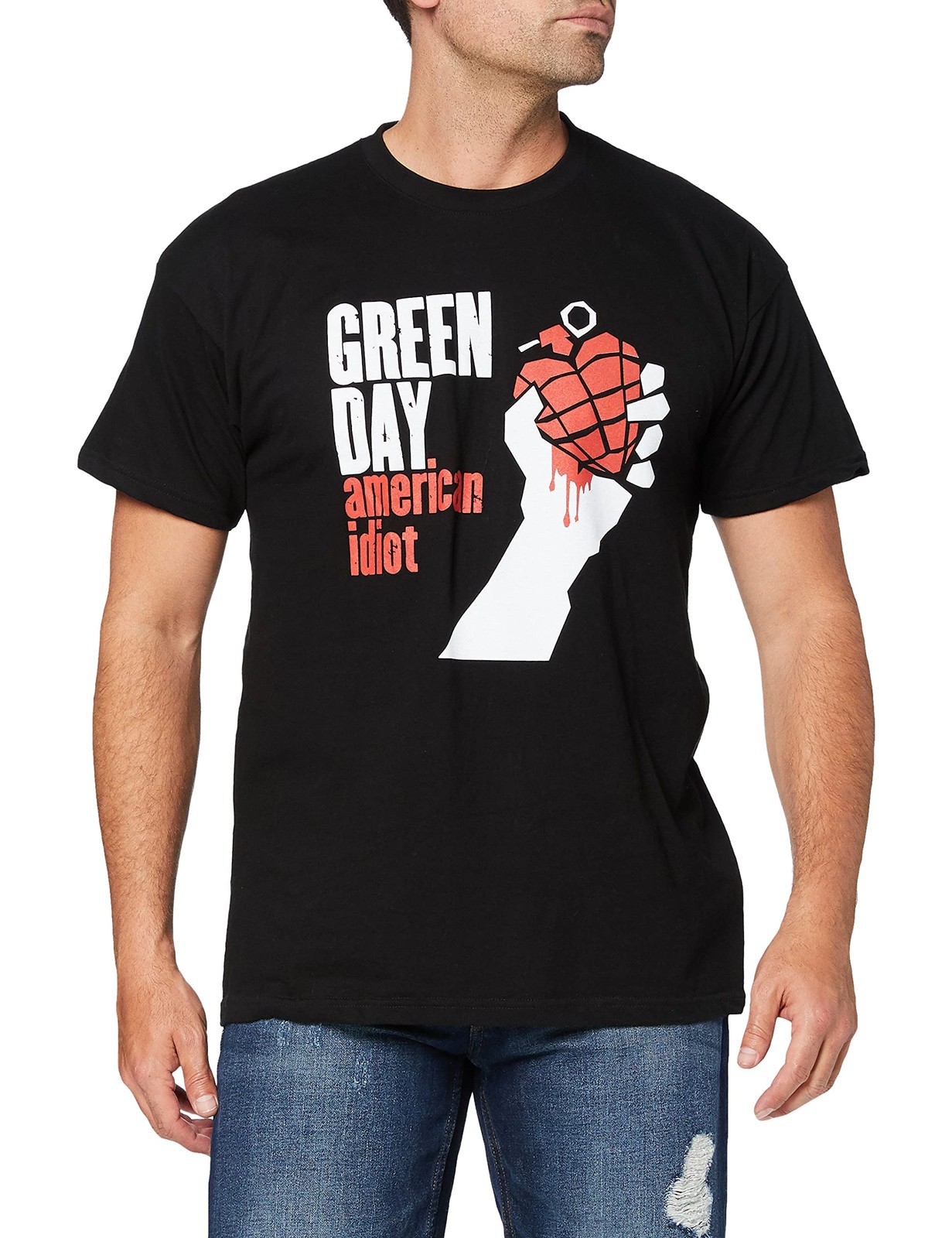 Green Day Men's American Idiot Short Sleeve T-Shirt XL Black