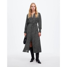 NEW Madewell Women’s Small True Black Tie-Waist Midi Dress in Dot NWT