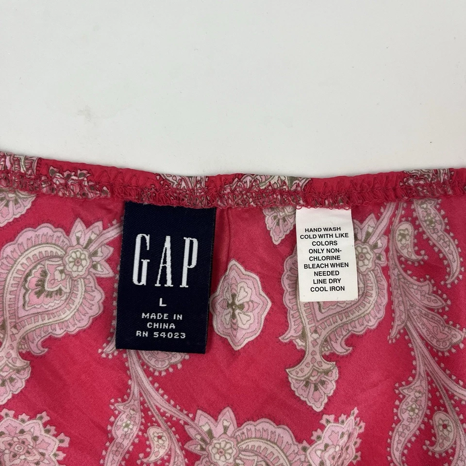 Falda Midi Floral Y2K GAP Seda Paisley Talla L Rosa Caliente Grunge Coqueta Festival Foto 3 de 4