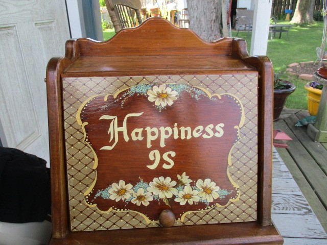 Vintage  Wooden Wood Hand Painted BREAD BOX Storage Primitive Rustic Farmhouse