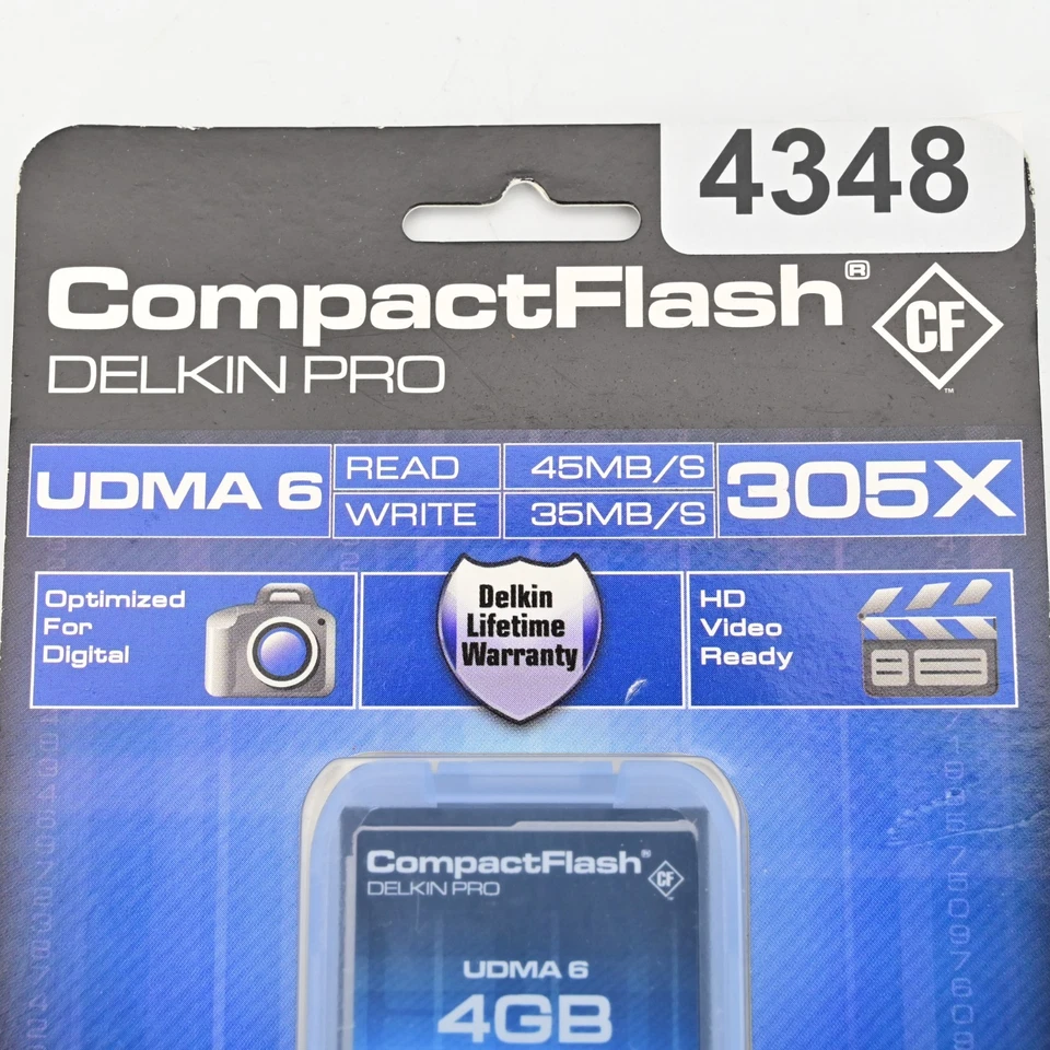 Delkin Devices 4GB CompactFlash CF Card UDMA 6 305x 45MB/s Pro – New Sealed - Image 2 of 4