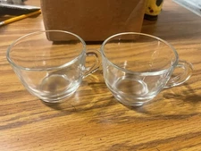 Set Of 10 Federal Glass Plain Clear Small Punch Cups w| Handle VINTAGE